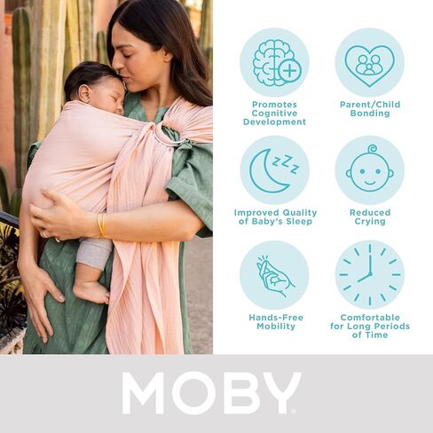 Moby Ring Sling Wrap Carrier | Hands-Free, Versatile Support Wrap for Mothers, Fathers, and Caregivers | Breathable, Baby Wrap Carrier for Newborns, Infants & Toddlers | Supports 8-30 lbs | Fern in Kuwait