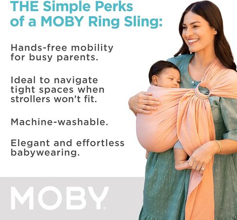 Moby Ring Sling Wrap Carrier | Hands-Free, Versatile Support Wrap for Mothers, Fathers, and Caregivers | Breathable, Baby Wrap Carrier for Newborns, Infants & Toddlers | Supports 8-30 lbs | Fern in Kuwait
