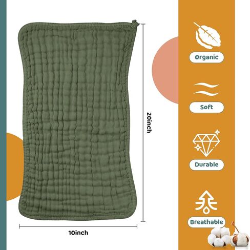 Remagr 8 Packs Muslin Burp Cloths Large 20" x 10", 6 Layers Unisex Baby Absorbent 100% Cotton Burp Rags Colorful Muslin Washcloths for Baby Plain Soft Cotton Cloth for Babies Girls Boys(Warm Colors) in Saudi Arabia