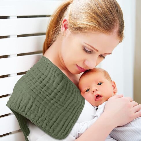 Remagr 8 Packs Muslin Burp Cloths Large 20" x 10", 6 Layers Unisex Baby Absorbent 100% Cotton Burp Rags Colorful Muslin Washcloths for Baby Plain Soft Cotton Cloth for Babies Girls Boys(Warm Colors) in Saudi Arabia