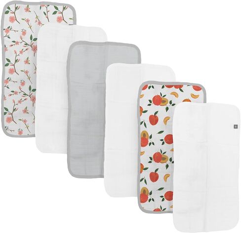 عبوة من 6 قطع من قماش الموسلين القطني للتجشؤ من روفر | 100% قطن | متعدد الطبقات | فائقة الامتصاص | سوبر سوفت | تصميم مريح | تجشؤ الطفل حديث الولادة | عكسها | كبير 21 × 14 بوصة | خوخي in Kuwait