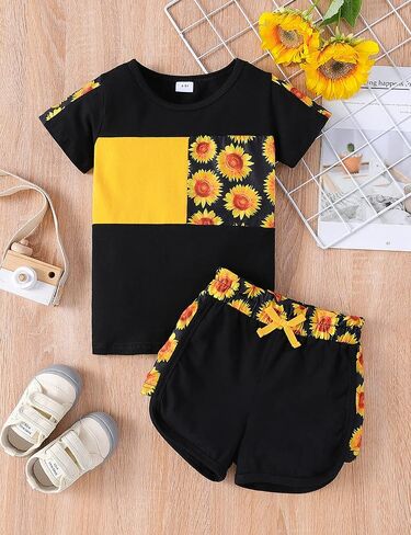 MasBekTe Toddler Girl Clothes Leopard Printed Summer Baby Girls Outfits Short Sleeve T-Shirt 2pcs Set in Saudi Arabia