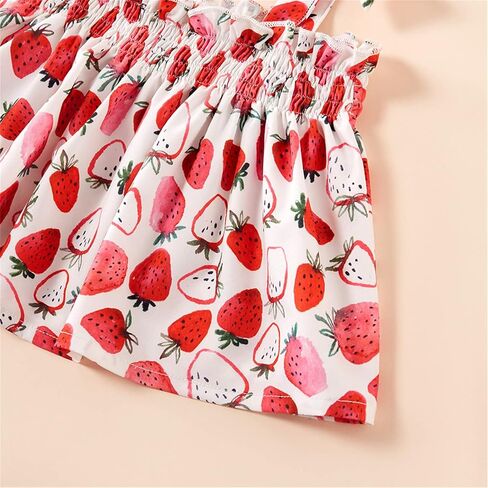 GRNSHTS طفلة الصيف مجموعة تي شيرتات قصيرة للأطفال الفراولة طباعة حبال كشكش قميص حفاضات السراويل 2 قطعة وتتسابق in Kuwait