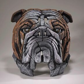 Enesco Edge Sculpture Bull Dog Head Bust Figurine, 12.5 Inch, Brown and White in Kuwait