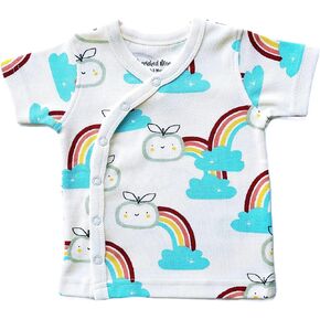 Adorable 100% Cotton Unisex Babies' Side-Snap Button Short-Sleeve Shirt with Rainbow Print Design - Perfect for 0-3 Months Old in Saudi Arabia
