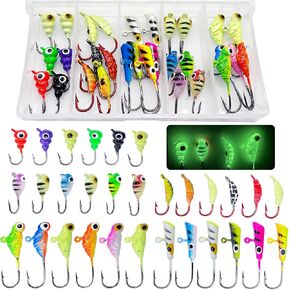 مجموعة أدوات صيد الأسماك من Bombite Ice، طُعم صيد الجليد المتوهج، صيد الأسماك في الشتاء الصلب، صيد الجليد، صيد الكرابي، أدوات صيد الأسماك على الجليد 30 قطعة/50 قطعة in Kuwait