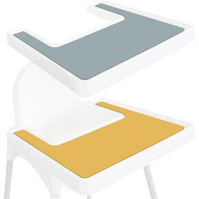 LuQiBabe (2-Pack, Red & Green) Food-Grade Silicone Baby High Chair Tray Placemats for IKEA Antilop Baby High Chair Non-Slip Silicone Place Mats for Boys and Girls, Babies, Toddlers - 14.96" x 7.87"