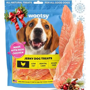 Wootsy Chicken Jerky Dog Treats - Rawhide Free Dental Health Support Dog Snacks - Real Chicken - Grain Free, Low-Calorie, High-Protein, Canine Chews, 16 Sticks per Pack