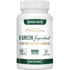 مكملات غذائية خضراء فائقة (60 قرصًا) عضوية فائقة - أكثر من 28 فاكهة وخضروات بما في ذلك البرسيم والشعير والسبانخ والبروكلي - عضوي معتمد، غير معدّل وراثياً وفول الصويا - سموكي ماونتن نيوتريشن in Kuwait