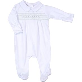 Magnolia Baby Baby Boy Taylor and Tyler Blue Smocked Collared Footie in Kuwait