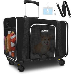 Petskd Cat Carrier with Wheels Rolling Pet Carrier 18.5x13.5x13.5inch for Small Medium Dog and Cat Soft Sided Carrier Foldable with Wheels Under 20lbs for Pets to Hospital Traveling (Grey) in Kuwait