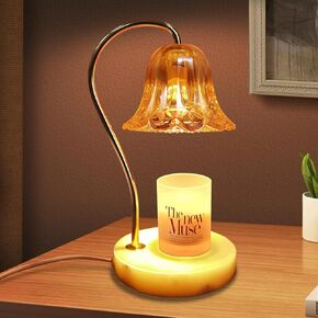 Ighximn Electric Candle Warmer Lamp with Timer & Dimmer for Candle Jars, Gold Vintage Glass Wax Warmer for Scented Wax, Candle Lamp Warmer for Scented Candles, Yankee Candle with 2 Bulbs in Saudi Arabia