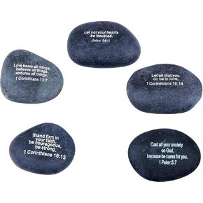 الأحجار السوداء الملهمة محفورة من متجر هولي لاند - موديل III - (6 آيات الكتاب المقدس - كبير 2-3 بوصة) من الأرض المقدسة in Kuwait