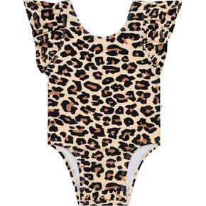 Posh Peanut Lana Leopard - One Piece Basic Ruffled Capsleeve Swimsuit - 18-24 Months in Kuwait