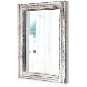 AAZZKANG Wood Mirror with Frame Rustic Wall Mirror Rectangle Decorative Farmhouse Bedroom Bathroom Hanging Mirror Home Wall Decor in Kuwait
