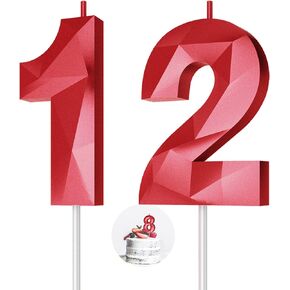 Number Birthday Candles(1 Candle Gold) 3D Diamond Shape Number Happy Birthday Cake Candles for Birthday Party Wedding Decoration Reunions Theme Party