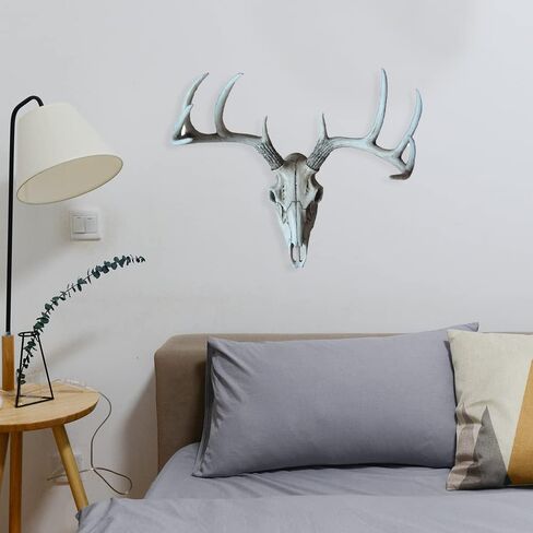 DWK "Weathered Glory" Faux Taxidermy Hanging Wall Mounted Deer Head Skull | Rustic Farmhouse Decor | Mancave Wall Decor | Gifts for Hunters | Wall Hanging Decorations - 18L" in Saudi Arabia