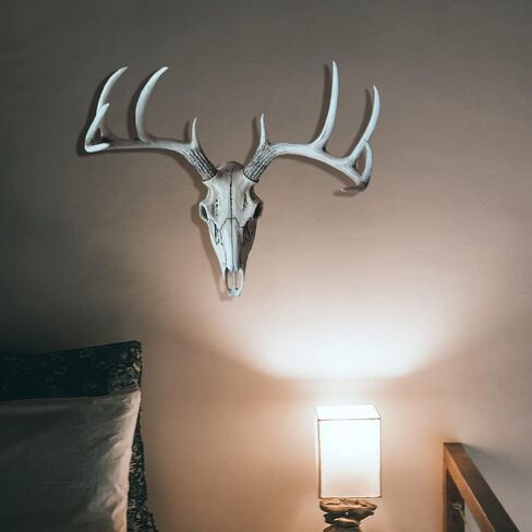 DWK "Weathered Glory" Faux Taxidermy Hanging Wall Mounted Deer Head Skull | Rustic Farmhouse Decor | Mancave Wall Decor | Gifts for Hunters | Wall Hanging Decorations - 18L" in Saudi Arabia