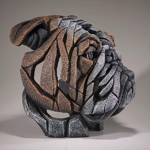 Enesco Edge Sculpture Bull Dog Head Bust Figurine, 12.5 Inch, Brown and White in Saudi Arabia