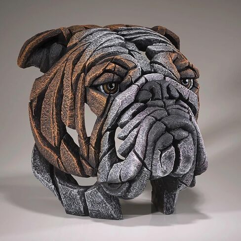 Enesco Edge Sculpture Bull Dog Head Bust Figurine, 12.5 Inch, Brown and White in Saudi Arabia