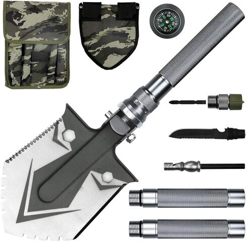 باكوينغ مجرفة نجاة، مجارف تخييم قابلة للطي، مجرفة متعددة الاستخدامات بمقبض طويل وانبوب الومنيوم غير قابل للانزلاق قابل للتعديل للتخييم والسيارة والمشي لمسافات طويلة والحديقة in Kuwait