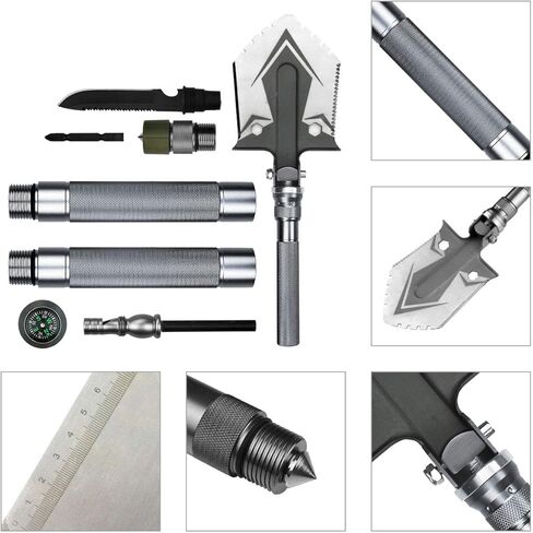 باكوينغ مجرفة نجاة، مجارف تخييم قابلة للطي، مجرفة متعددة الاستخدامات بمقبض طويل وانبوب الومنيوم غير قابل للانزلاق قابل للتعديل للتخييم والسيارة والمشي لمسافات طويلة والحديقة in Kuwait