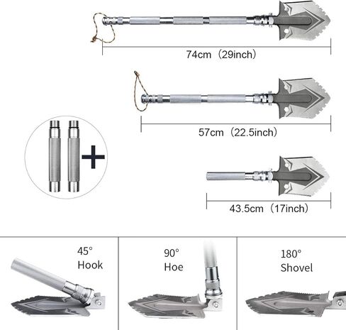 باكوينغ مجرفة نجاة، مجارف تخييم قابلة للطي، مجرفة متعددة الاستخدامات بمقبض طويل وانبوب الومنيوم غير قابل للانزلاق قابل للتعديل للتخييم والسيارة والمشي لمسافات طويلة والحديقة in Kuwait