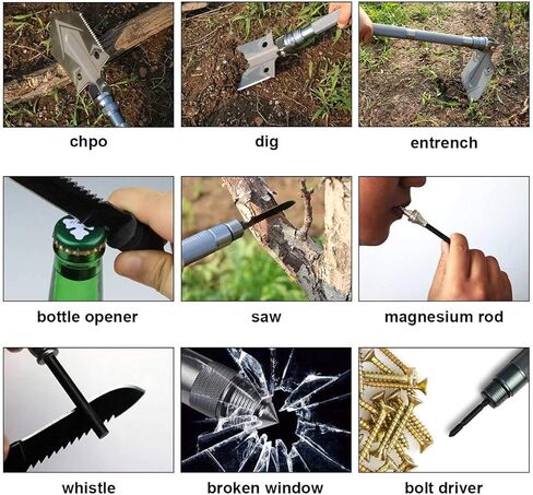 باكوينغ مجرفة نجاة، مجارف تخييم قابلة للطي، مجرفة متعددة الاستخدامات بمقبض طويل وانبوب الومنيوم غير قابل للانزلاق قابل للتعديل للتخييم والسيارة والمشي لمسافات طويلة والحديقة in Kuwait