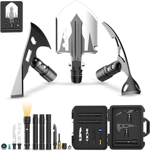 YANTOO Camping Multi-Purpose Tool Kits, Essential Car Rescue Tool Box, Military Folding Shovel, Rescue Kits with Pickaxe, Axe, Compass, Flashlight, etc. in Saudi Arabia