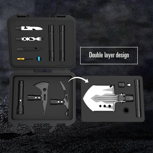 YANTOO Camping Multi-Purpose Tool Kits, Essential Car Rescue Tool Box, Military Folding Shovel, Rescue Kits with Pickaxe, Axe, Compass, Flashlight, etc. in Saudi Arabia