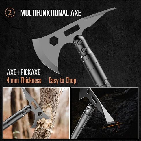 YANTOO Camping Multi-Purpose Tool Kits, Essential Car Rescue Tool Box, Military Folding Shovel, Rescue Kits with Pickaxe, Axe, Compass, Flashlight, etc. in Saudi Arabia