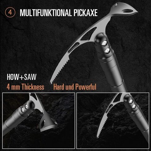 YANTOO Camping Multi-Purpose Tool Kits, Essential Car Rescue Tool Box, Military Folding Shovel, Rescue Kits with Pickaxe, Axe, Compass, Flashlight, etc. in Saudi Arabia