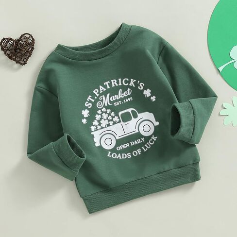JLKGICF طفل رضيع فتاة صبي عيد الحب الزي لطيف إلكتروني طباعة البلوز Crewneck البلوز ملابس عيد الحب in Kuwait