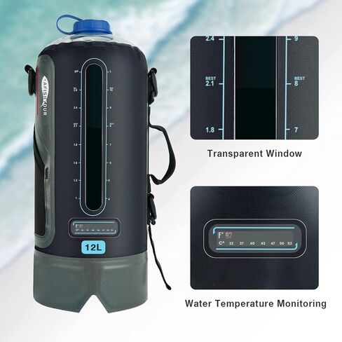 AFISHTOUR Portable Camping Shower Bag - 12L/3.17 Gallons Solar Shower Water Bag with Foot Pump and Shower Head - Camp Shower for Camping, Beach, Travel, Outdoor Activities in Kuwait