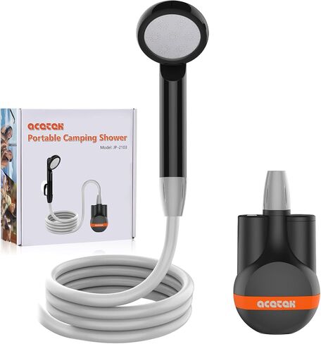 acetek دش محمول للتخييم، مضخة دش للتخييم في الهواء الطلق، مضخة دش قابلة لإعادة الشحن تعمل ببطارية دش محمولة تعمل بالطاقة للتخييم، والمشي لمسافات طويلة، وغسيل الشاطئ، والسفر، وتنظيف الحيوانات الأليفة، والري in Kuwait