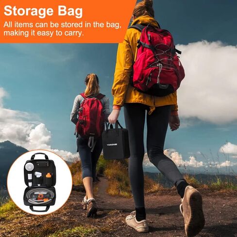 دش محمول للتخييم من يوركينبي، دش تخييم مع راس دش مزدوج محمول، بطارية قابلة لاعادة الشحن بمنفذ USB قابلة للفصل، دش التخييم للمشي لمسافات طويلة، السفر، كامل في حقيبة (+ بخاخ محمول) in Kuwait