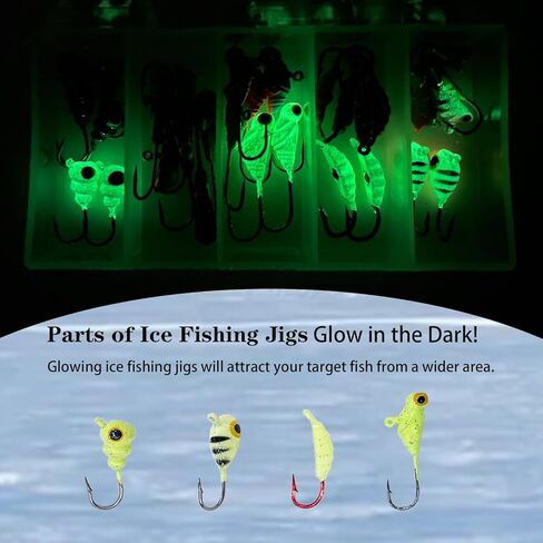 مجموعة أدوات صيد الأسماك من Bombite Ice، طُعم صيد الجليد المتوهج، صيد الأسماك في الشتاء الصلب، صيد الجليد، صيد الكرابي، أدوات صيد الأسماك على الجليد 30 قطعة/50 قطعة in Kuwait