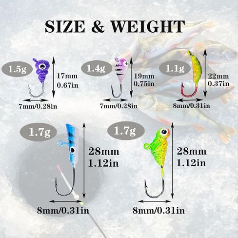 مجموعة أدوات صيد الأسماك من Bombite Ice، طُعم صيد الجليد المتوهج، صيد الأسماك في الشتاء الصلب، صيد الجليد، صيد الكرابي، أدوات صيد الأسماك على الجليد 30 قطعة/50 قطعة in Kuwait