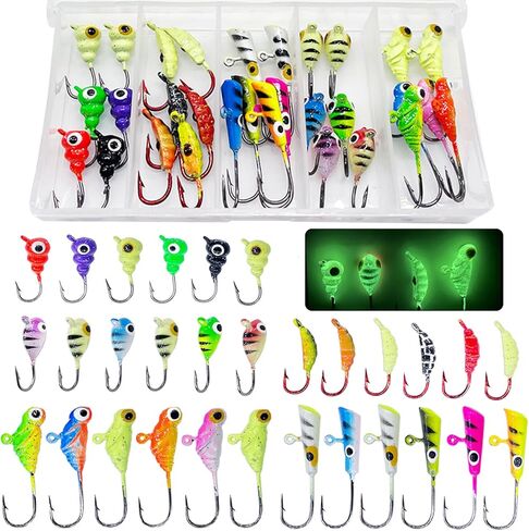 مجموعة أدوات صيد الأسماك من Bombite Ice، طُعم صيد الجليد المتوهج، صيد الأسماك في الشتاء الصلب، صيد الجليد، صيد الكرابي، أدوات صيد الأسماك على الجليد 30 قطعة/50 قطعة in Kuwait