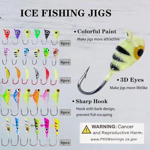 مجموعة أدوات صيد الأسماك من Bombite Ice، طُعم صيد الجليد المتوهج، صيد الأسماك في الشتاء الصلب، صيد الجليد، صيد الكرابي، أدوات صيد الأسماك على الجليد 30 قطعة/50 قطعة in Kuwait