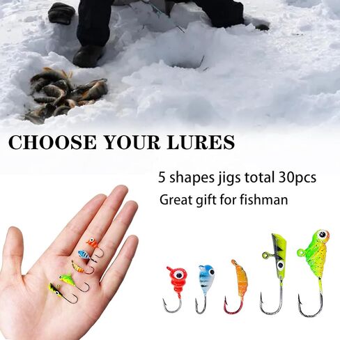 مجموعة أدوات صيد الأسماك من Bombite Ice، طُعم صيد الجليد المتوهج، صيد الأسماك في الشتاء الصلب، صيد الجليد، صيد الكرابي، أدوات صيد الأسماك على الجليد 30 قطعة/50 قطعة in Kuwait