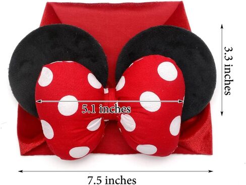 غطاء رأس لآذان الفأر من جياهانغ مع قوس منقط بالترتر، عصابة شعر عمامة مخملية واسعة، أغطية رأس تنكرية، عصابة رأس على شكل فيونكة للشعر للأطفال الصغار، والأطفال، مستلزمات الحفلات in Kuwait