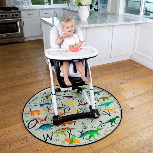 Splat Mat for Baby – Under High Chair Floor Mat Protects Wood, Vinyl and Carpet from Spills – Waterproof 4 Layer Baby Mat with Anti-Skid Backing Deters Bunching and Sliding (51" x 51") in Saudi Arabia
