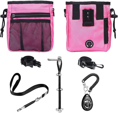 4-in-1 Dog Training Set, Puppy Training Treats- Dog Treat Training Pouch, Dog Whistle, Dog Doorbells, Dog Clicker, Ideal Gift for First Time Pet Owners, Training Dog Owners (Black) in Saudi Arabia