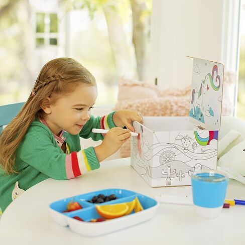 مجموعة مستلزمات تغذية الأطفال الصغار Color Me Hungry مكونة من 7 قطع من Munchkin®، تتضمن أطباق ووعاء وكوب مفتوح وأدوات في صندوق هدايا، باللون الأزرق in Saudi Arabia