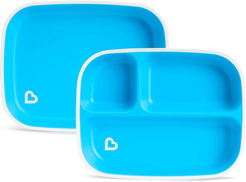 مجموعة مستلزمات تغذية الأطفال الصغار Color Me Hungry مكونة من 7 قطع من Munchkin®، تتضمن أطباق ووعاء وكوب مفتوح وأدوات في صندوق هدايا، باللون الأزرق in Saudi Arabia