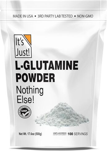 It's Just! - L-Glutamine Powder, Unflavored, Amino Acid, Faster Muscle Recovery, Leaky Gut, Digestive Support (500 Grams / 100 Servings) in Saudi Arabia