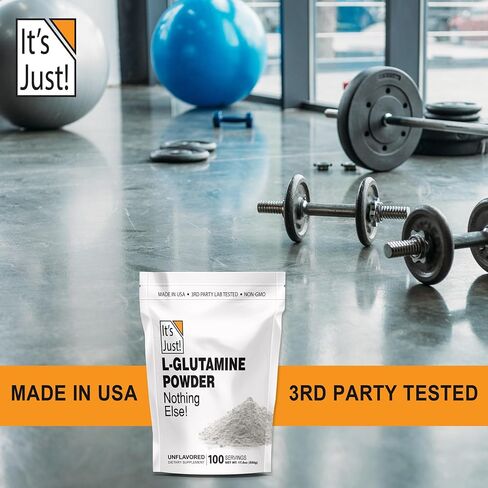 It's Just! - L-Glutamine Powder, Unflavored, Amino Acid, Faster Muscle Recovery, Leaky Gut, Digestive Support (500 Grams / 100 Servings) in Saudi Arabia