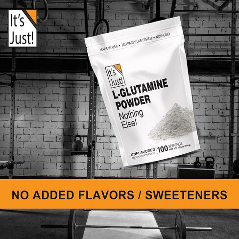 It's Just! - L-Glutamine Powder, Unflavored, Amino Acid, Faster Muscle Recovery, Leaky Gut, Digestive Support (500 Grams / 100 Servings) in Saudi Arabia