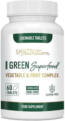مكملات غذائية خضراء فائقة (60 قرصًا) عضوية فائقة - أكثر من 28 فاكهة وخضروات بما في ذلك البرسيم والشعير والسبانخ والبروكلي - عضوي معتمد، غير معدّل وراثياً وفول الصويا - سموكي ماونتن نيوتريشن in Kuwait